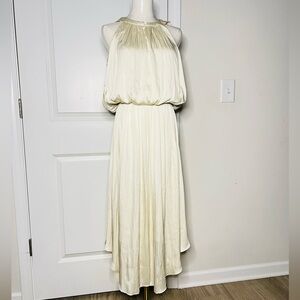 Current Air XS Midi Dress Cream Draping Flowing Spring Sleeveless Lined
